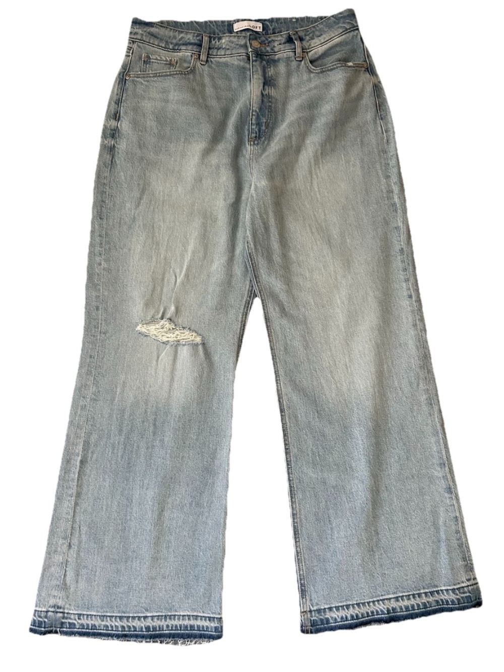 LOFT Light Blue Wide Leg Distressed High Rise Jeans Women’s Size 12/31